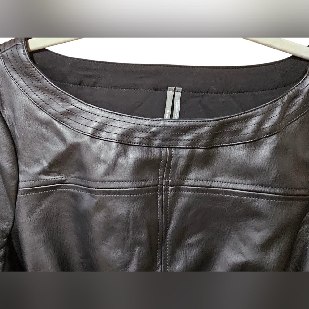 Anthropologie Black Faux Leather‎ Dress Size 8 - Picture 4 of 7